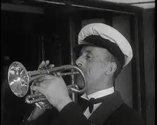 Man Playing a Bugle, 1931. Creator: British Pathe Ltd