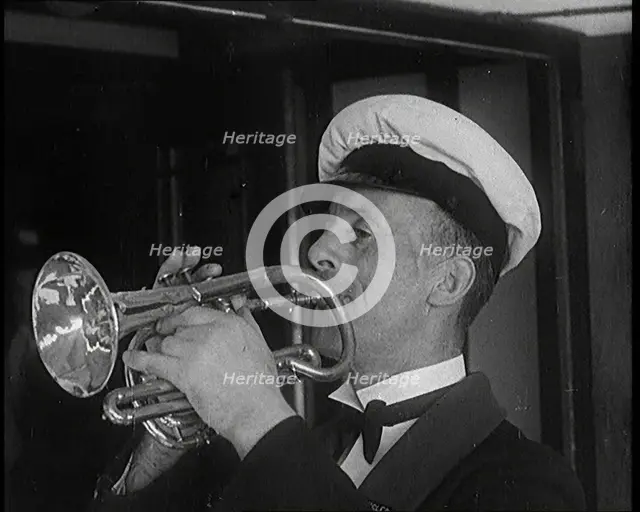Man Playing a Bugle, 1931. Creator: British Pathe Ltd.