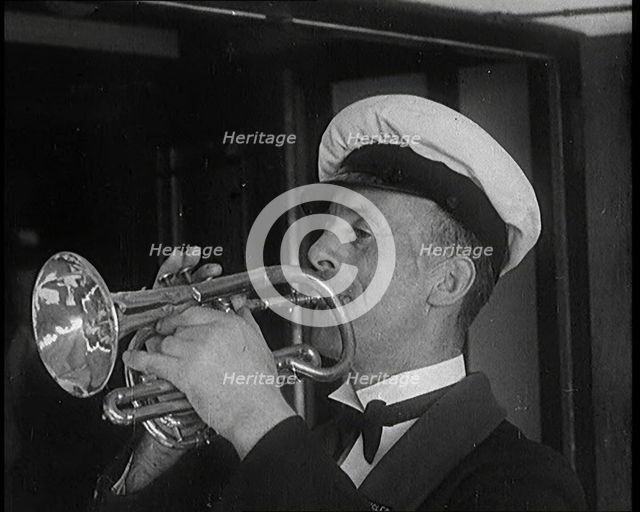 Man Playing a Bugle, 1931. Creator: British Pathe Ltd.