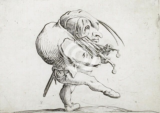Man Playing a Grill in the Manner of a Violin, 1616. Creator: Jacques Callot.