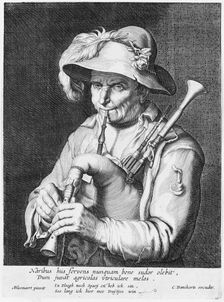 Man Playing Bagpipe, 17th century. Creator: Cornelis Bloemaert