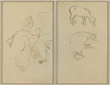 Man Playing Piano; Two Sheep [verso], 1884-1888. Creator: Paul Gauguin