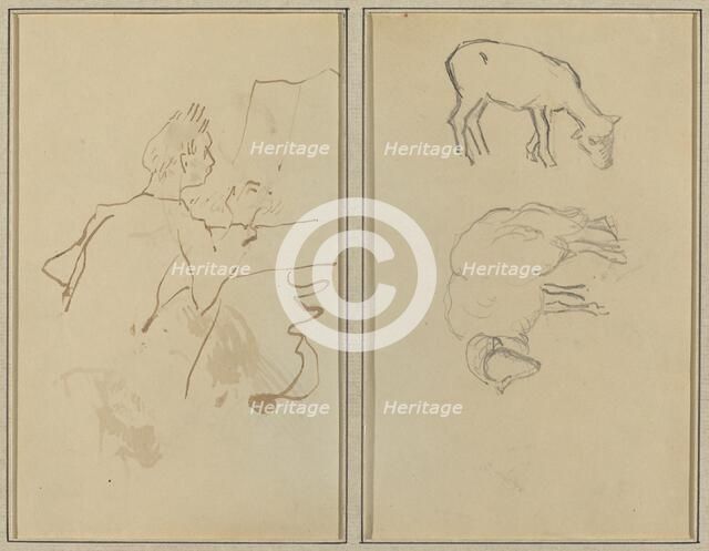 Man Playing Piano; Two Sheep [verso], 1884-1888. Creator: Paul Gauguin.