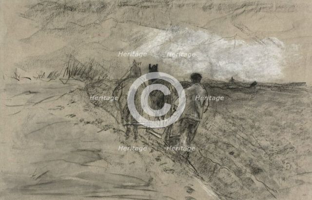 Man Plowing (recto and verso), n.d. Creator: Anton Mauve.