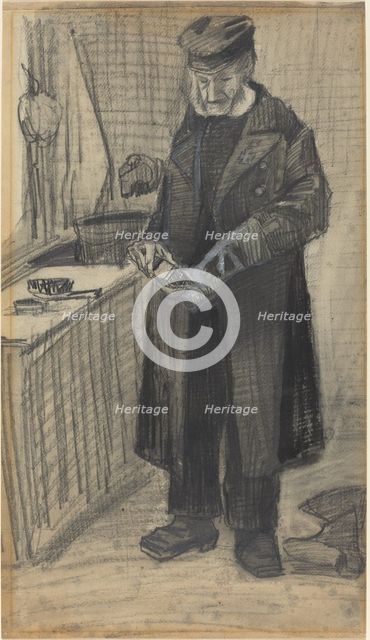 Man Polishing a Boot, 1882. Creator: Vincent van Gogh.