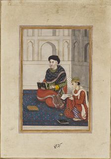Man, possibly a mullah, reading with a scribe, 19th century