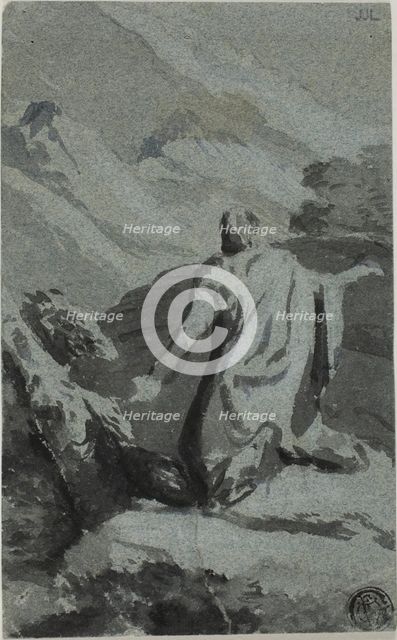 Man Praying in Wilderness, n.d. Creator: Nicolas Poussin.