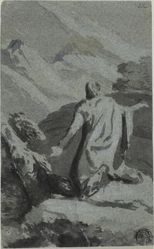 Man Praying in Wilderness, n.d. Creator: Nicolas Poussin
