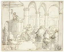 Man Preaching to Congregation, n.d. Creator: Jan Luyken