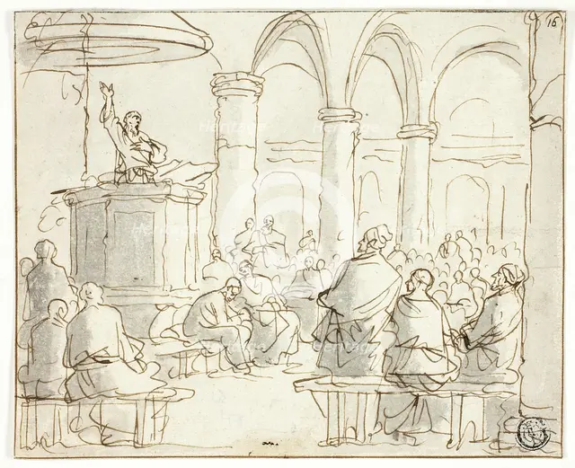 Man Preaching to Congregation, n.d. Creator: Jan Luyken.