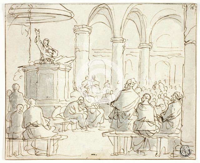 Man Preaching to Congregation, n.d. Creator: Jan Luyken.