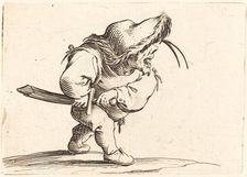 Man Preparing to Draw his Sword, c. 1622. Creator: Jacques Callot
