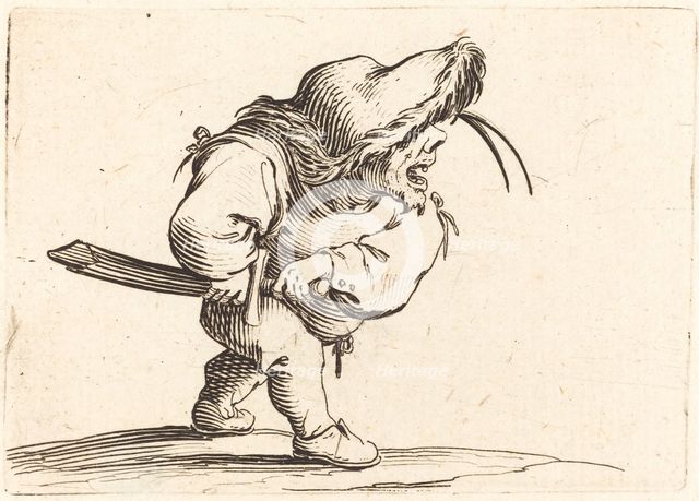 Man Preparing to Draw his Sword, c. 1622. Creator: Jacques Callot.