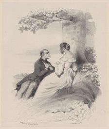 Man Proposing to a Woman whose Face is Hidden by Hair, ca. 1830-65. Creator: Célestin Nanteuil