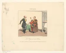 Man receives account for stupidities, 1826. Creator: Henry Bonaventure Monnier