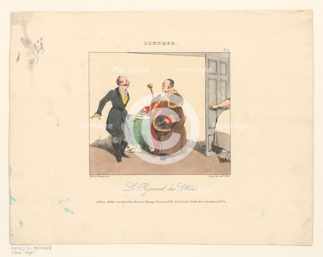 Man receives account for stupidities, 1826. Creator: Henry Bonaventure Monnier.
