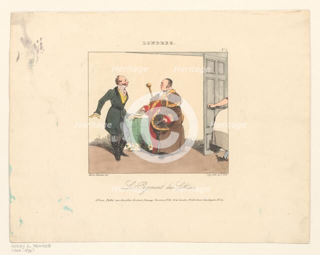 Man receives account for stupidities, 1826. Creator: Henry Bonaventure Monnier.