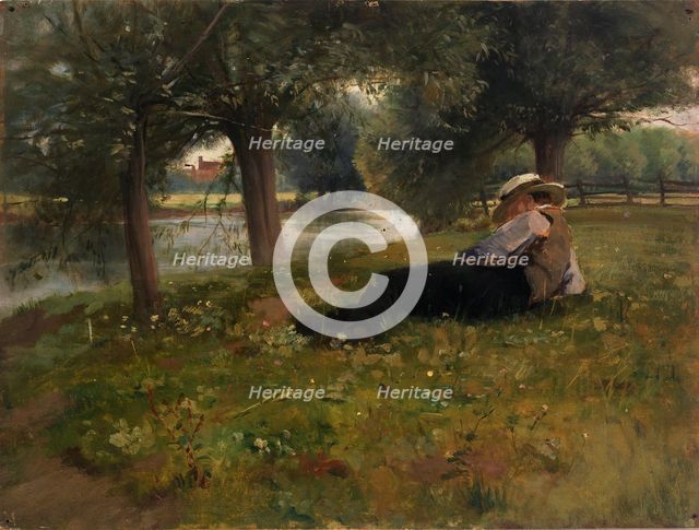 Man Reclining beside a Stream, late 19th-early 20th century. Creator: Eliphalet Frazer Andrews.