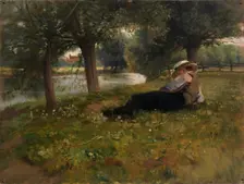 Man Reclining beside a Stream, late 19th-early 20th century. Creator: Eliphalet Frazer Andrews