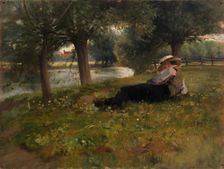 Man Reclining beside a Stream, late 19th-early 20th century. Creator: Eliphalet Frazer Andrews