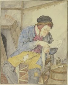 Man reading a newspaper, 1688. Creator: Cornelis Dusart