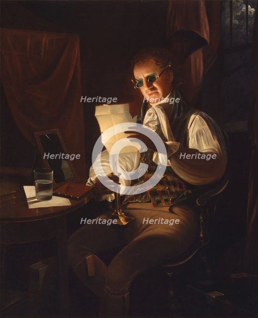 Man Reading by Candlelight, between 1805 and 1808. Creator: Rembrandt Peale.