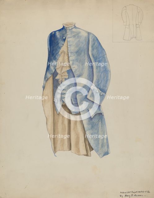 Man's Coat & Waistcoat, c. 1937. Creator: Mary E Humes.