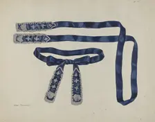 Man's Beaded Taffeta Necktie, 1935/1942. Creator: Verna Tallman
