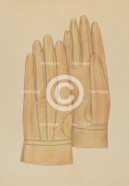 Man's Gloves, c. 1938. Creator: Melita Hofmann.