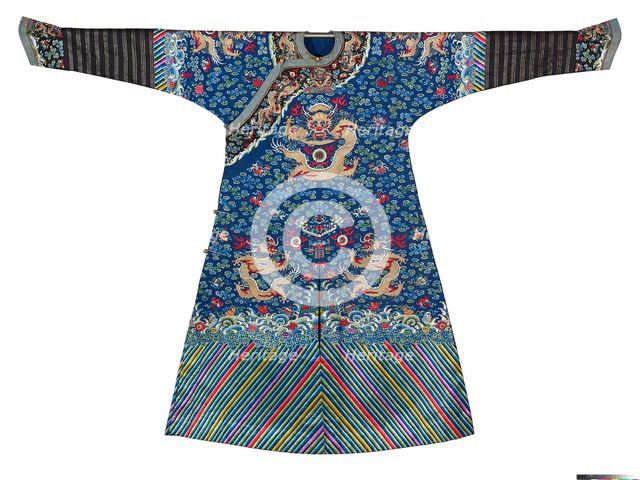Man's formal robe with clouds and dragons, 19th century. Artist: Unknown.