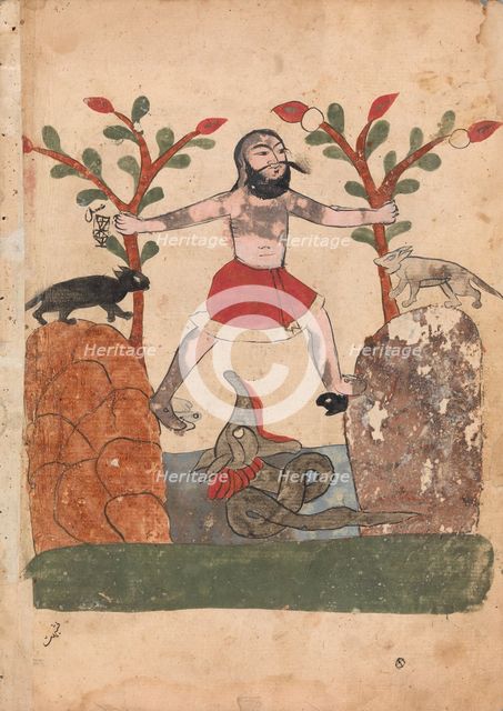 Man's Fate or the Man Taking Refuge in a Well Inhabited by a Dragon, Folio..., 18th century. Creator: Unknown.