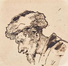Man's head with fur hat, undated. (c1860s) Creator: Louis Toussaint