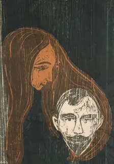 Man's Head In Woman's Hair, 1896. Creator: Edvard Munch