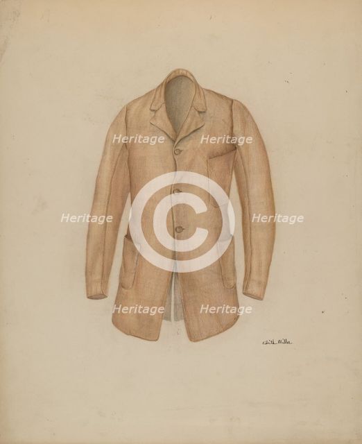 Man's Sack Coat, c. 1938. Creator: Edith Miller.