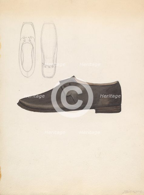 Man's Shoe, c. 1936. Creator: Jessie M. Benge.