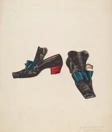 Man's Slippers, 1935/1942. Creator: Mary E Humes