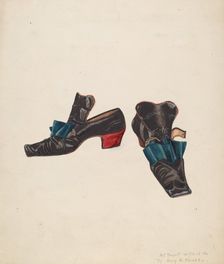 Man's Slippers, 1935/1942. Creator: Mary E Humes