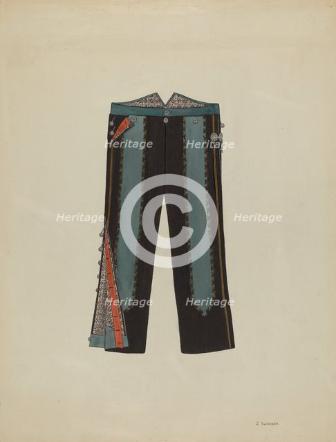 Man's Trousers, c. 1937. Creator: Syrena Swanson.