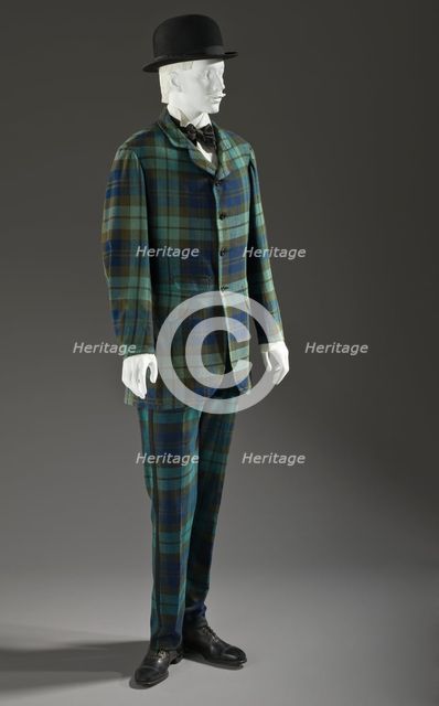 Man’s two-piece lounge suit, England, 1875-1880. Hat: 1875-1890.. Creator: Unknown.