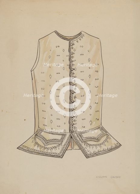 Man's Vest, 1935/1942. Creator: Lillian Causey.