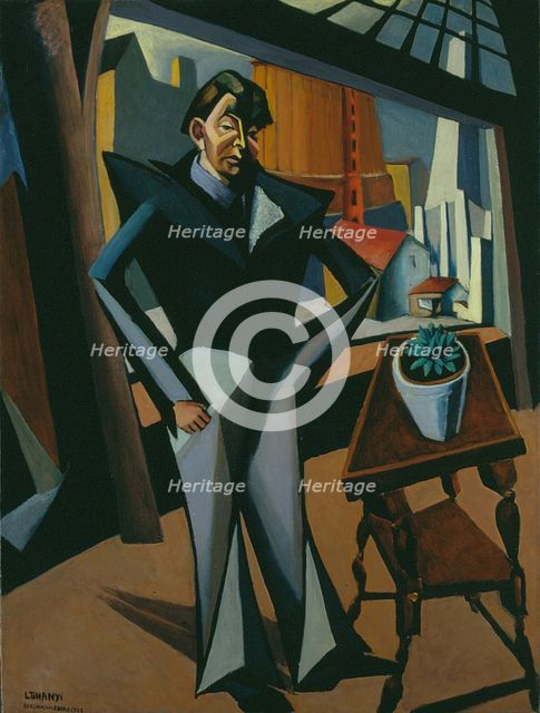 Man Standing at a Window, 1922. Creator: Tihanyi, Lajos (1885-1938).