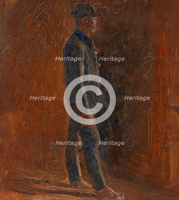 Man Standing Barefoot with a Hat, 1908-1910. Creator: Ladislav Mednyanszky.