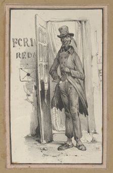 Man standing in a doorway, mid-19th century. Creator: Victor Adam
