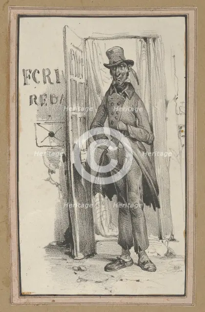 Man standing in a doorway, mid-19th century. Creator: Victor Adam.