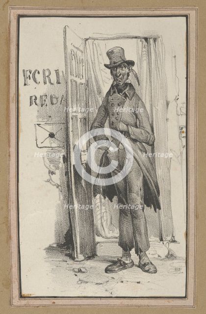 Man standing in a doorway, mid-19th century. Creator: Victor Adam.
