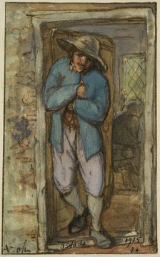 Man standing in the doorway of a house. Creator: Adriaen van Ostade