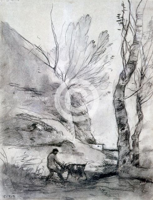 'Man Struggling with a Goat', c1816-1875. Artist: Jean-Baptiste-Camille Corot    