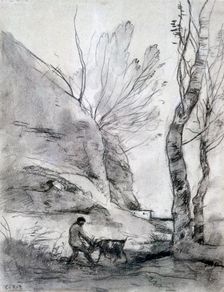 Man Struggling with a Goat c1816-1875. Artist: Jean-Baptiste-Camille Corot