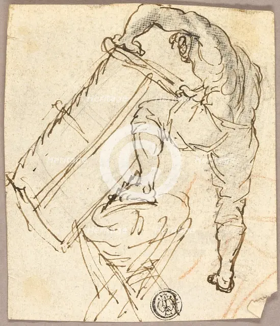 Man Sawing Wood, n.d. Creator: Pier Leone Ghezzi.