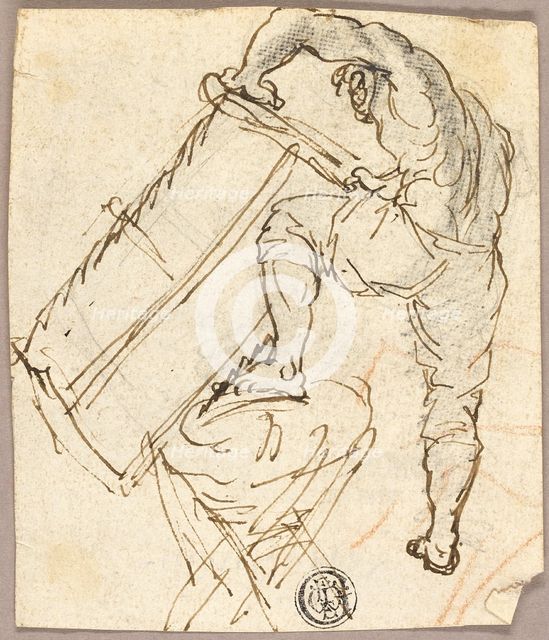Man Sawing Wood, n.d. Creator: Pier Leone Ghezzi.